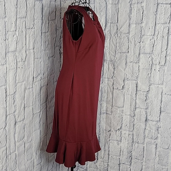 TAYLOR Ruffled Maroon Bow Aline Dress Size‎ 6 - Picture 5 of 8